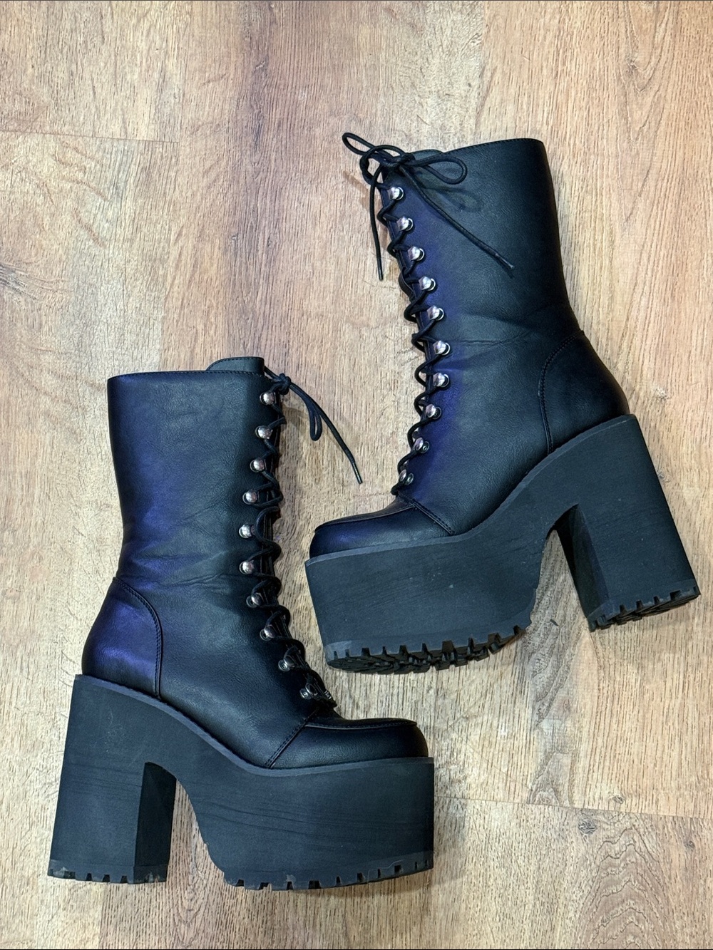 Demonia Goth Black platform laceup boots